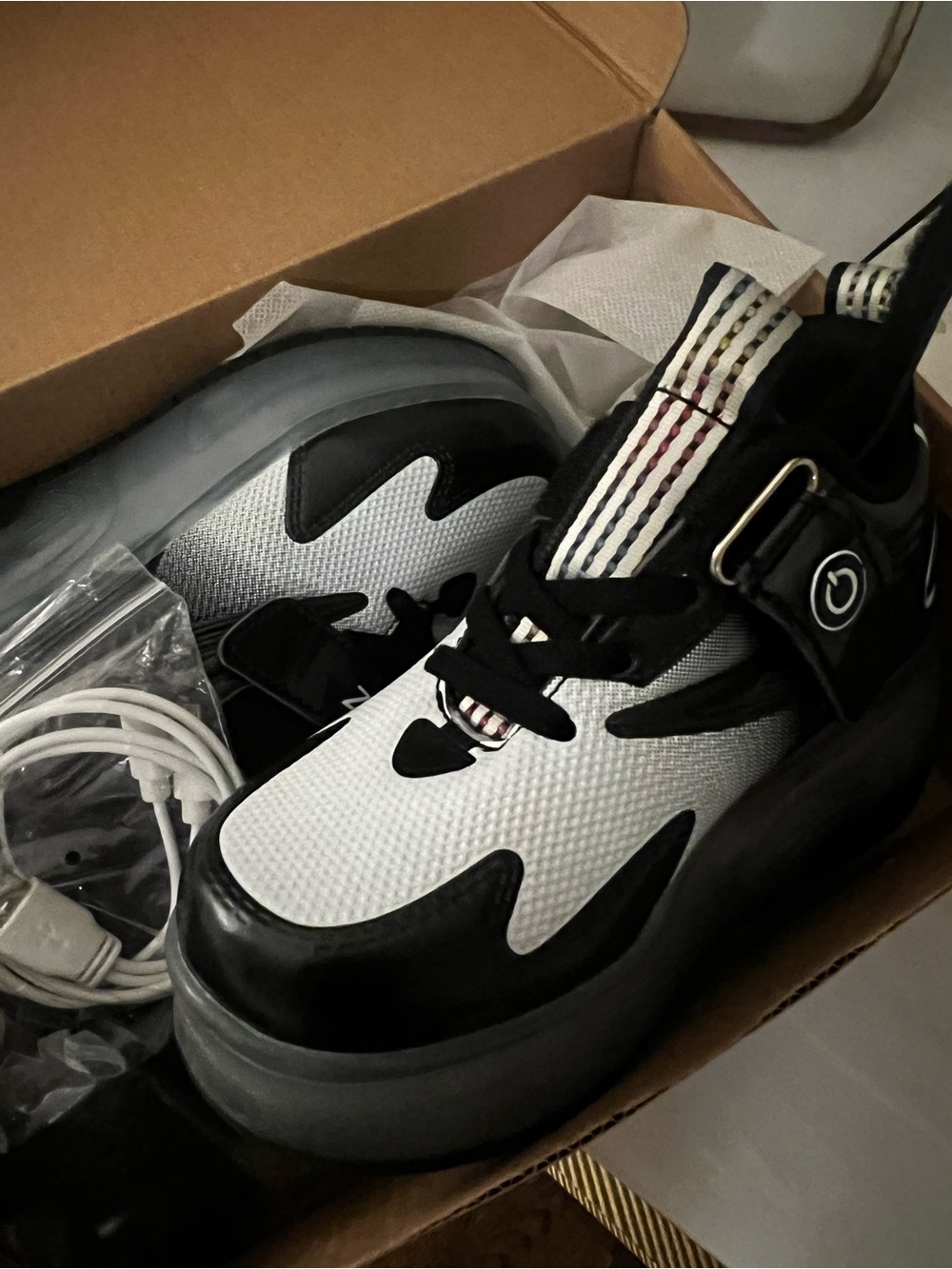 Kids Black and White Wheelie Sneakers